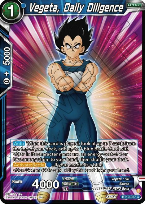 Vegeta, Daily Diligence Card Front