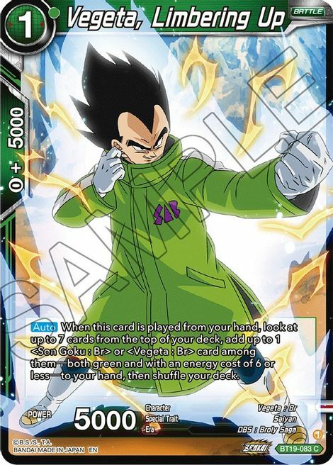 Vegeta, Limbering Up Card Front