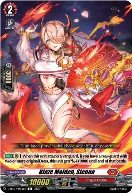 Blaze Maiden, Sienna Card Front