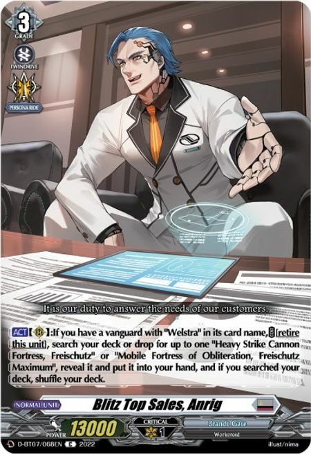 Blitz Top Sales, Anrig [D Format] Card Front