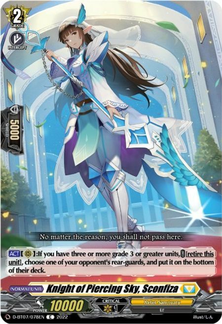 Knight of Piercing Sky, Sconfiza Card Front
