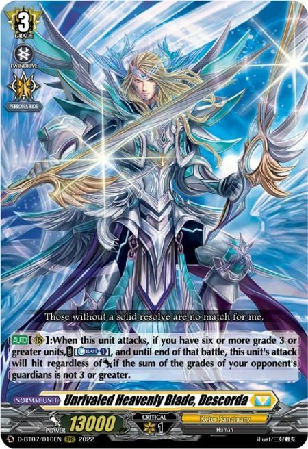 Unrivaled Heavenly Blade, Descorda Card Front