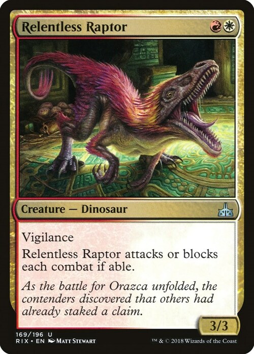 Relentless Raptor Card Front