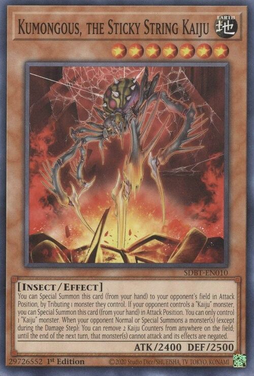 Kumongous, the Sticky String Kaiju Card Front
