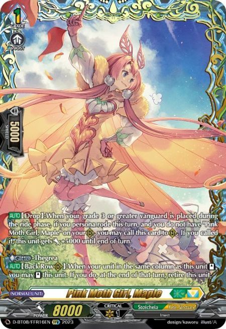 Pink Moth Girl, Maple [D Format] Card Front