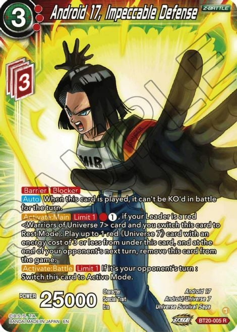 Android 17, Impeccable Defense Card Front