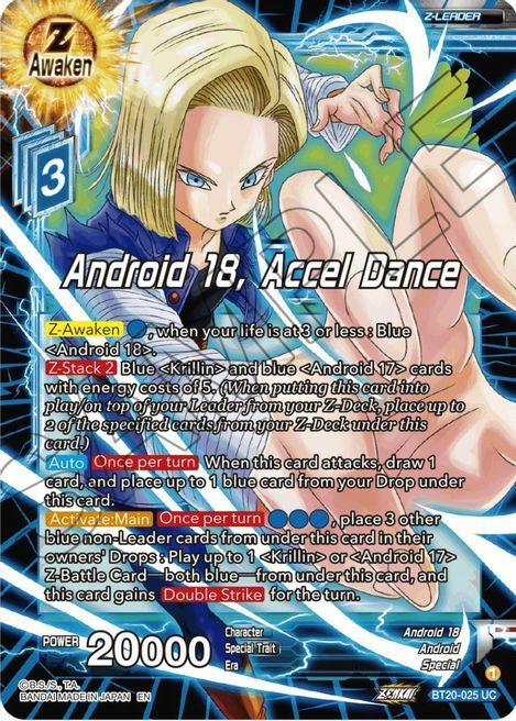 Android 18, Accel Dance Card Front