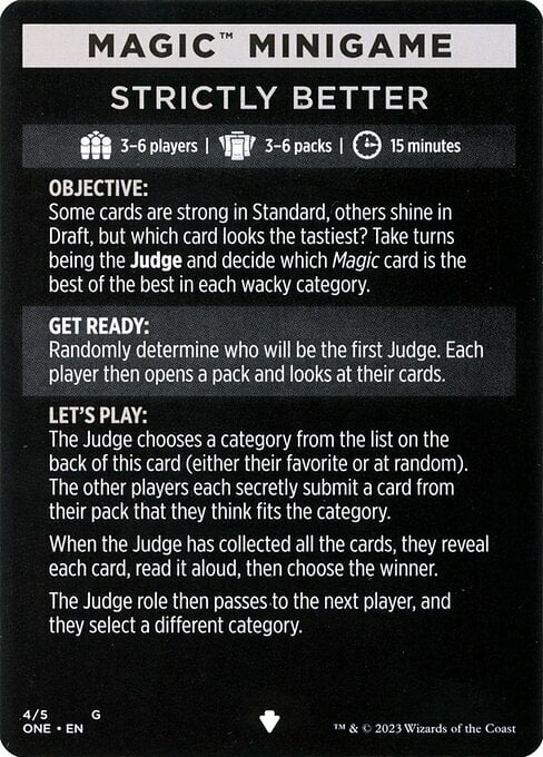 Magic Minigame: Strictly Better Card Front