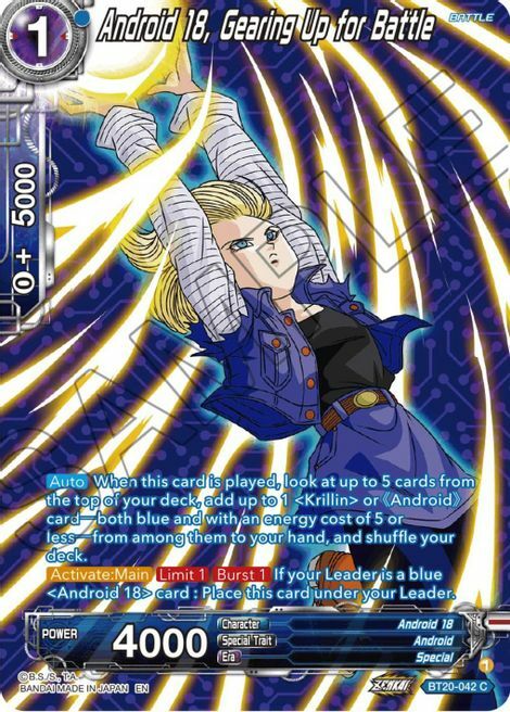 Android 18, Gearing Up for Battle Card Front