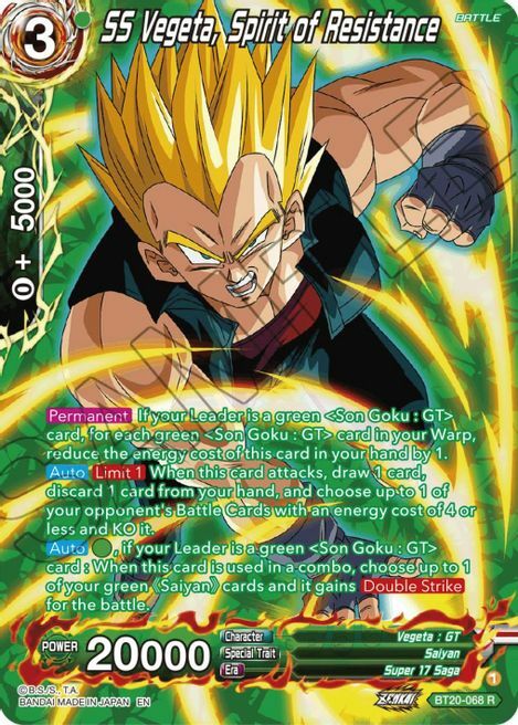 SS Vegeta, Spirit of Resistance Card Front