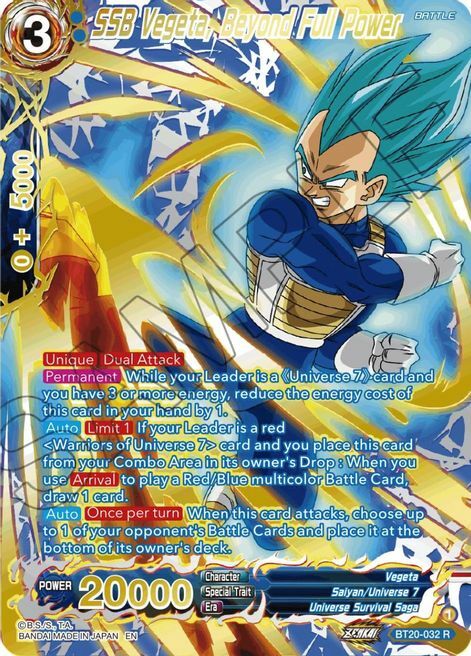 SSB Vegeta, Beyond Full Power Card Front