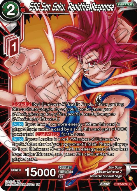 SSG Son Goku, Rapidfire Response Card Front