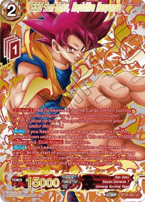 SSG Son Goku, Rapidfire Response Card Front