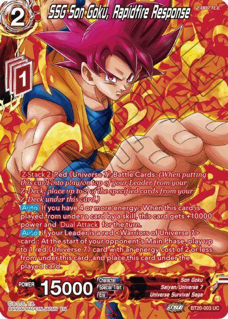SSG Son Goku, Rapidfire Response Card Front
