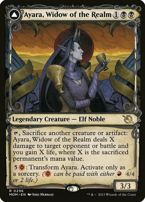Ayara, Widow of the Realm // Ayara, Furnace Queen Frente