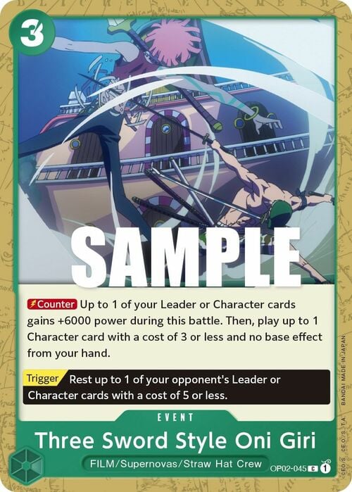 Three Sword Style Oni Giri Card Front