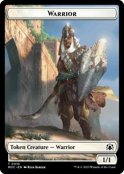 Warrior // Elspeth, Sun's Champion Emblem Card Front