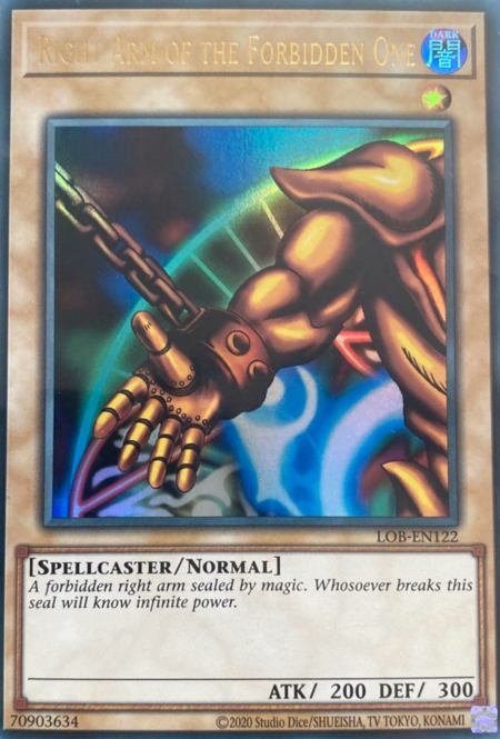 Right Arm of the Forbidden One Card Front