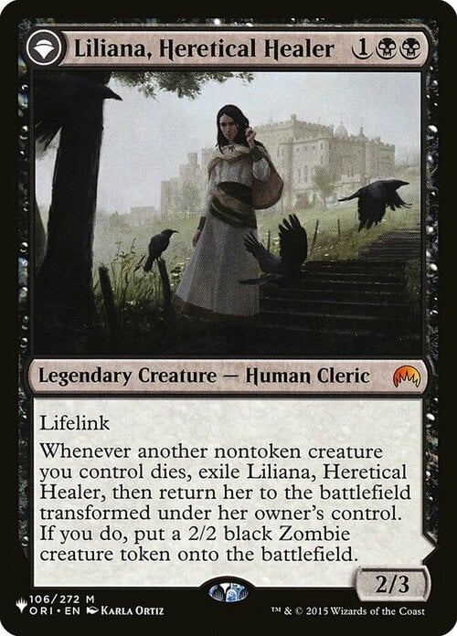 Liliana, Heretical Healer // Liliana, Defiant Necromancer Card Front