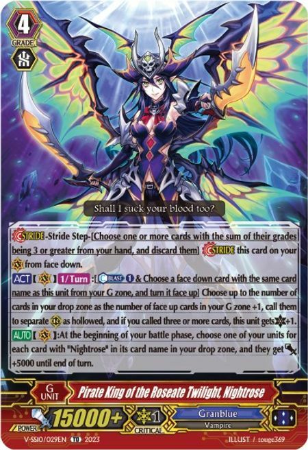Pirate King of the Roseate Twilight, Nightrose Card Front