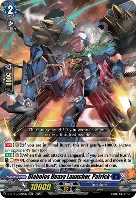 Diabolos Heavy Launcher, Patrick Card Front