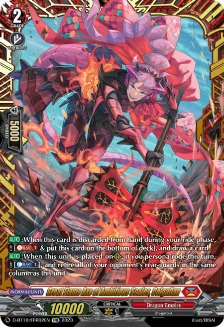 Great Flame Axe of Ambitious Scales, Colgaflan Card Front