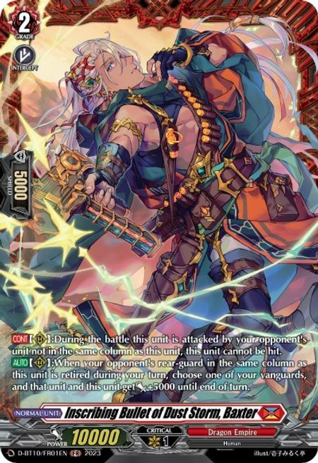 Inscribing Bullet of Dust Storm, Baxter Card Front