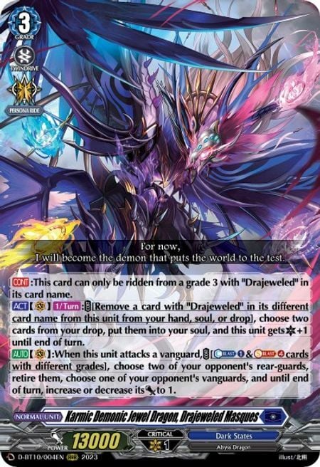 Karmic Demonic Jewel Dragon, Drajeweled Masques Card Front