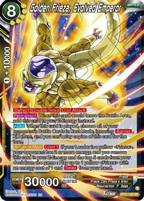 Golden Frieza, Evolved Emperor Card Front