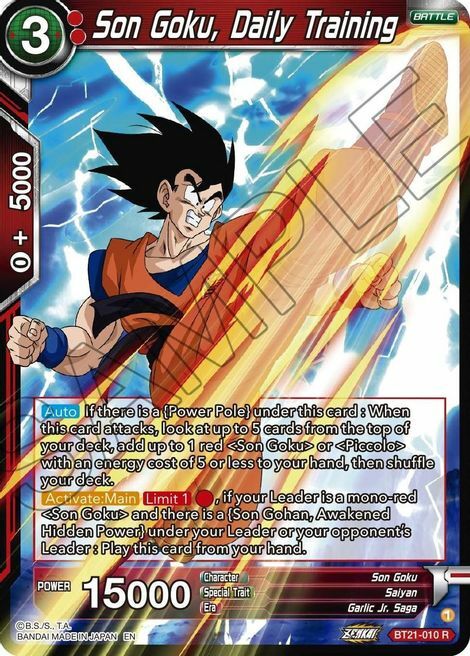 Son Goku, Daily Training Card Front