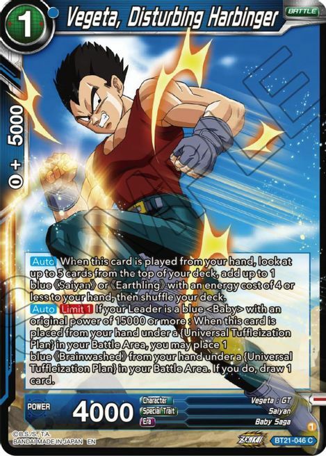 Vegeta, Disturbing Harbinger Card Front