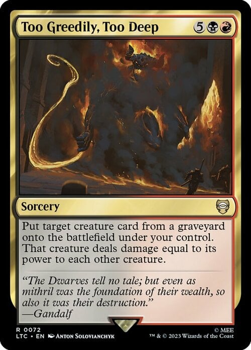 Too Greedily, Too Deep Card Front