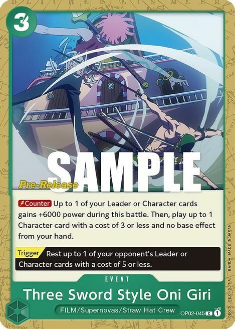 Three Sword Style Oni Giri Card Front