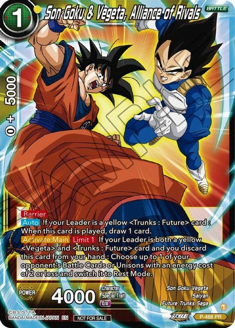 Son Goku & Vegeta, Alliance of Rivals Card Front