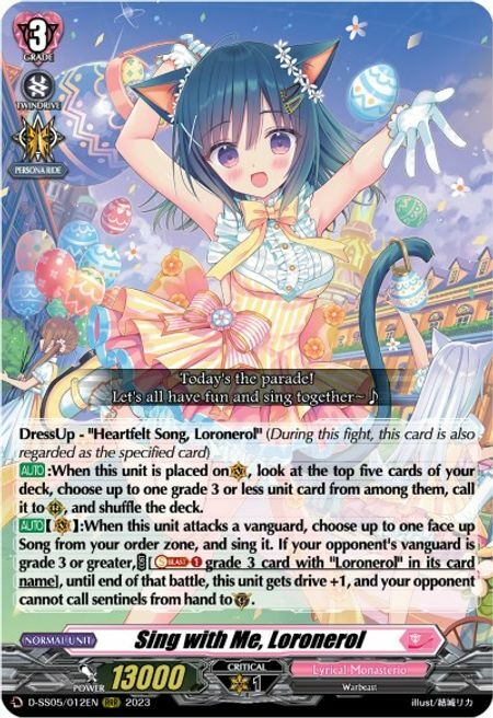 Sing with Me, Loronerol Card Front