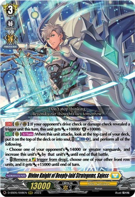 Divine Knight of Deeply-laid Strategems, Sajess Card Front