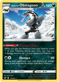 Obstagoon di Galar Card Front