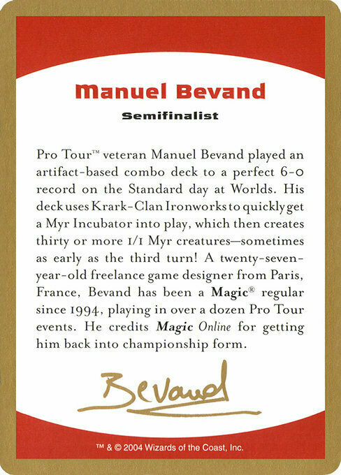Manuel Bevand Bio Card Front