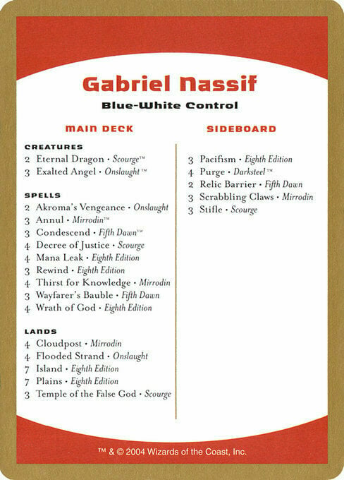 Gabriel Nassif Decklist Card Front