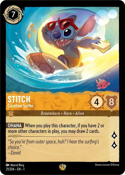 Stitch - Carefree Surfer Card Front
