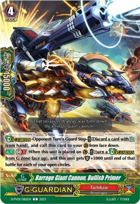 Barrage Giant Cannon, Bullish Primer Card Front