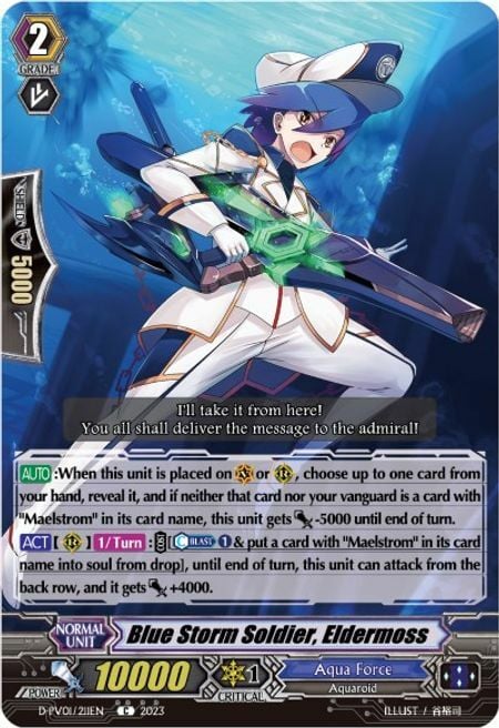 Blue Storm Soldier, Eldermoss Card Front