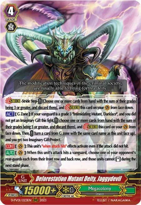 Deforestation Mutant Deity, Jaggydevil Card Front