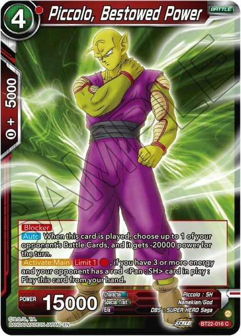 Piccolo, Bestowed Power Card Front
