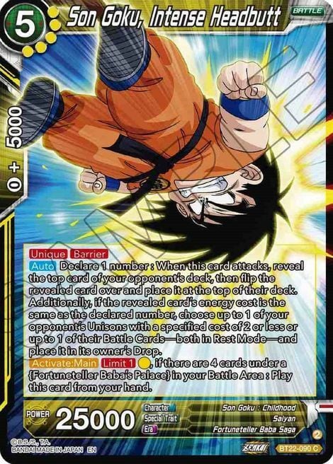 Son Goku, Intense Headbutt Card Front