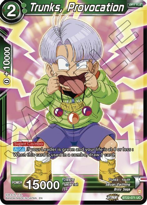 Trunks, Provocation Card Front