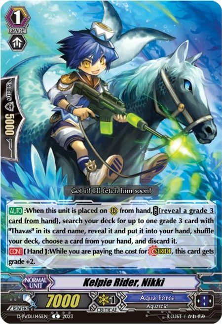 Kelpie Rider, Nikki Card Front