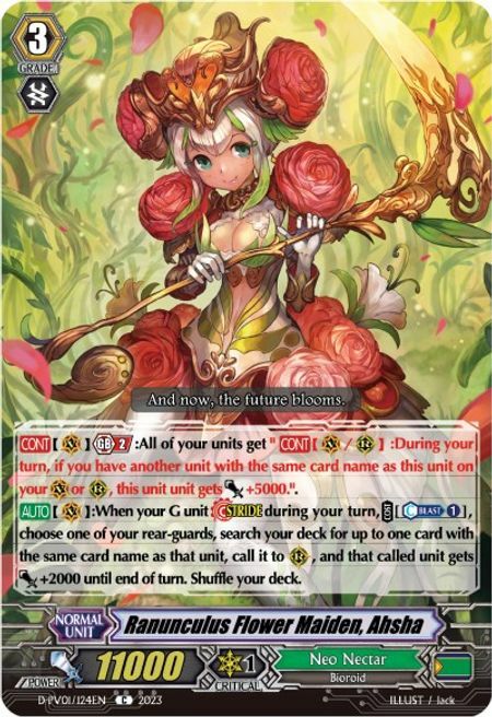 Ranunculus Flower Maiden, Ahsha Card Front