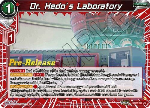 Dr. Hedo's Laboratory Card Front