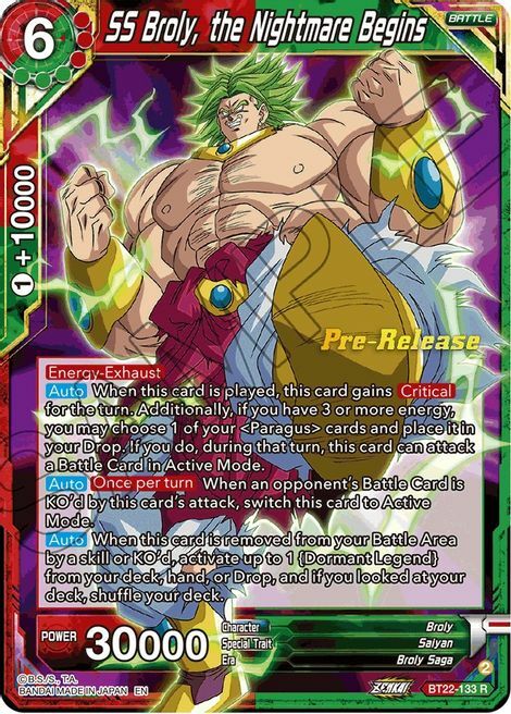 SS Broly, the Nightmare Begins Card Front